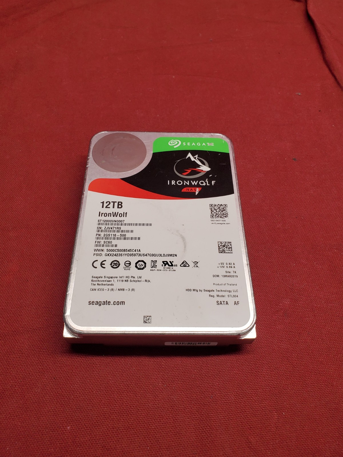 Seagate IronWolf 12TB 7.2K SATA 6Gb/s 3.5" NAS ST12000VN007 #3328