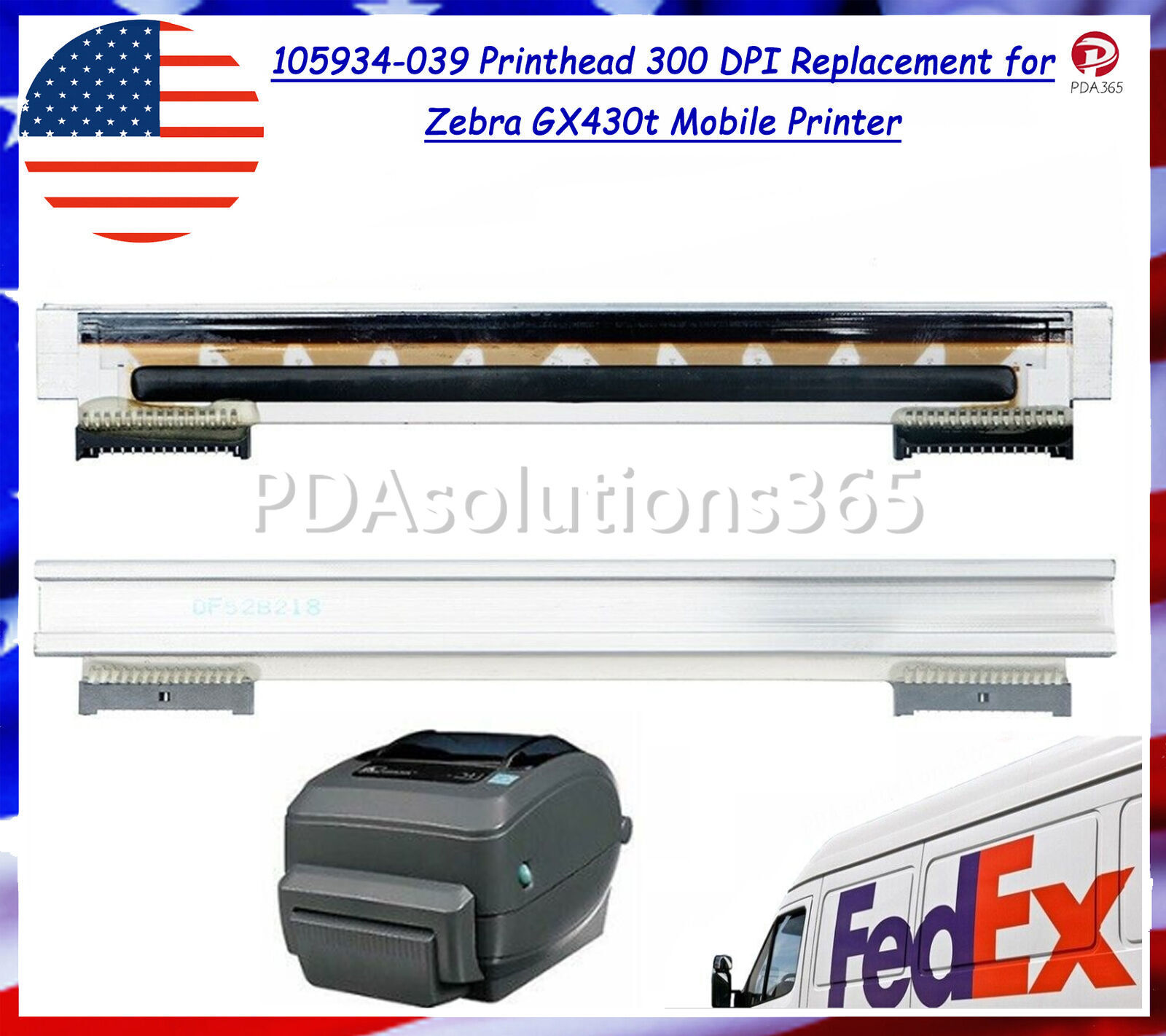 PN:105934-039 Printhead 300 DPI Replacement for Zebra GX430t Mobile Printer