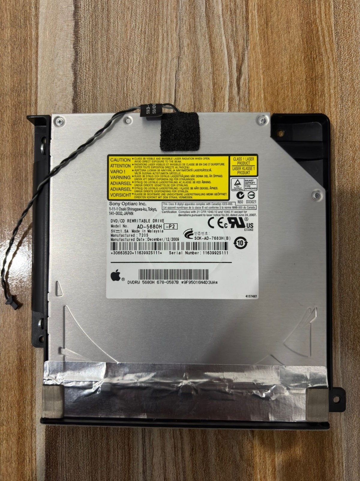 Sony Optiarc AD-5680H-P2 DVD-RW Rewritable Drive SATA Apple MacBook / iMac Super