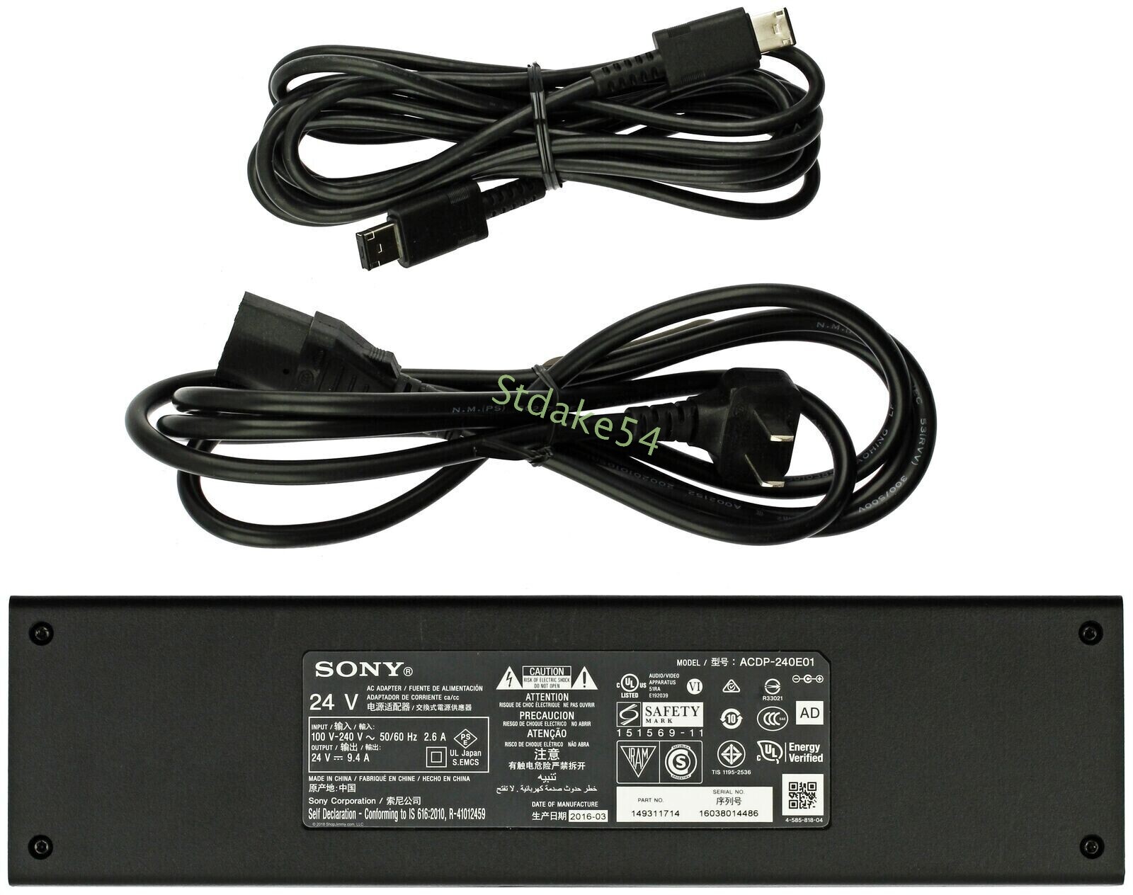 24V AC/DC Cord/Charger Bravia XBR-65X930D 4K Ultra HD 3D Smart TV Original Sony