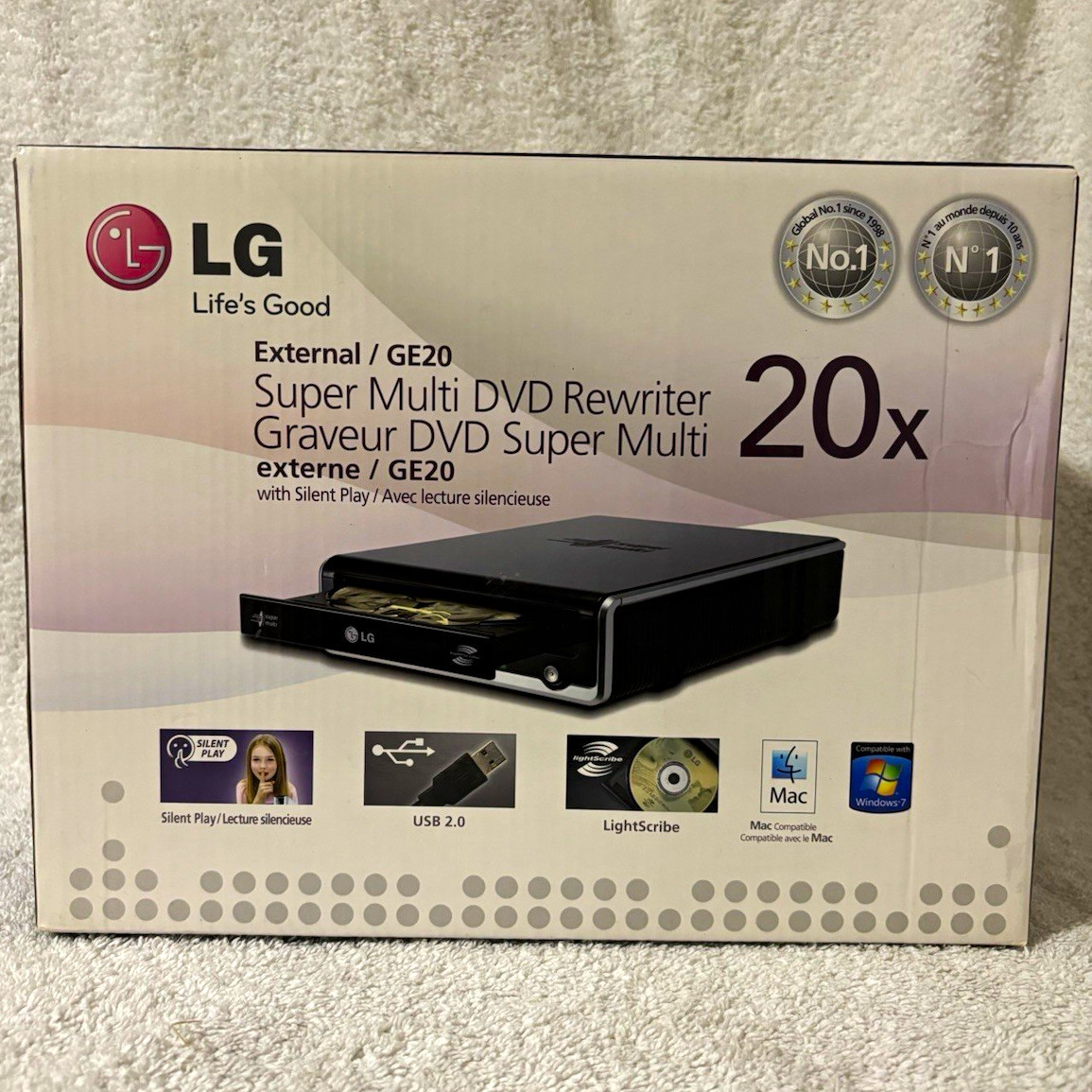 LG GE20 Super Multi External DVD/CD Rewriter 20x USB 2.0 LightScribe Tested