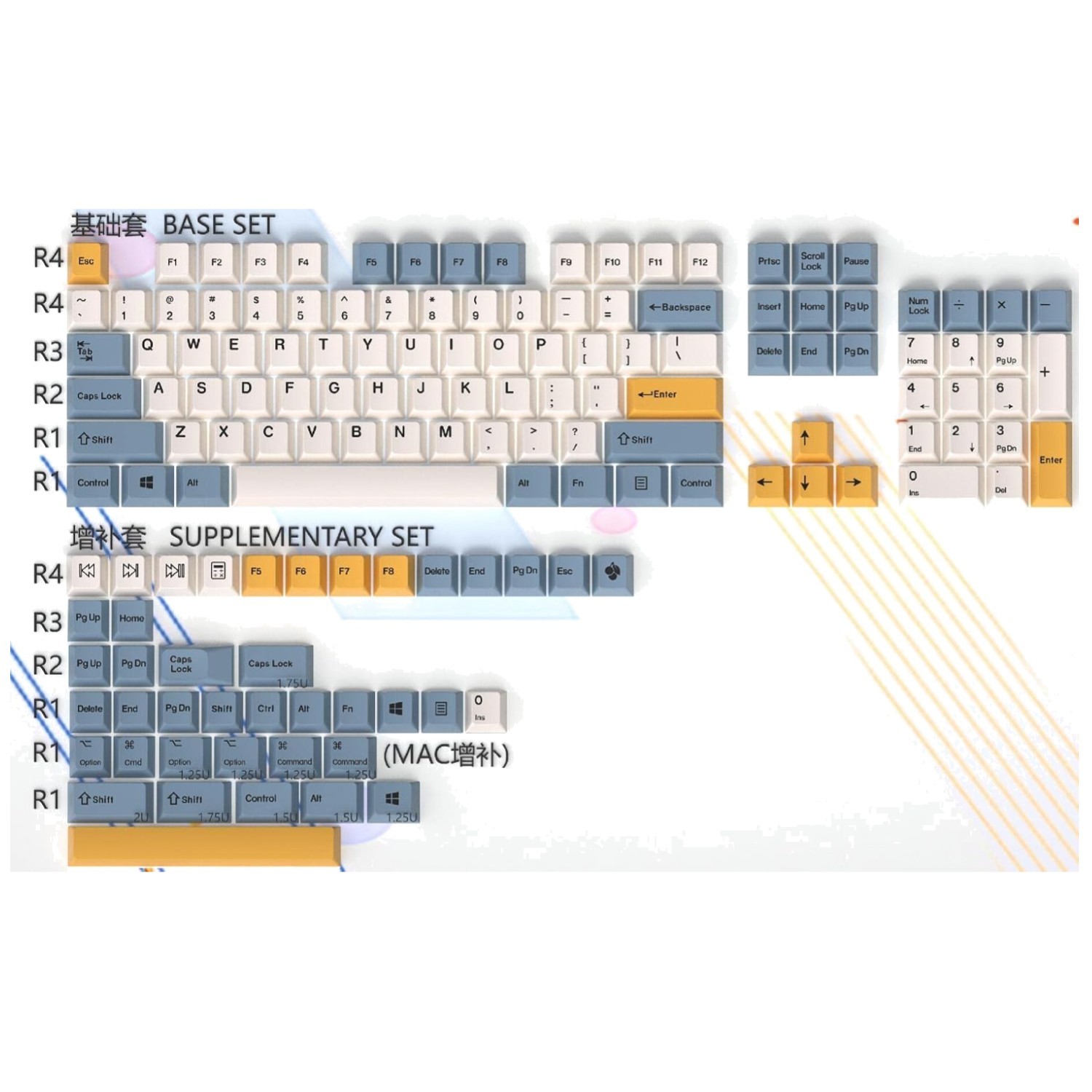 Thick PBT Keycaps in Apricot Yellow for Mechanical Keyboards