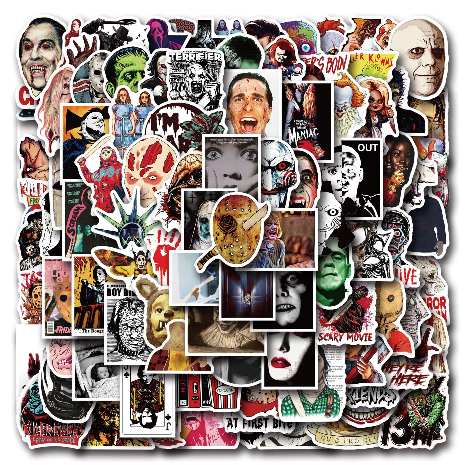Horror Stickers,300 Pcs Movie Stickers,Horror 3 X 2 Inches, Multicolor