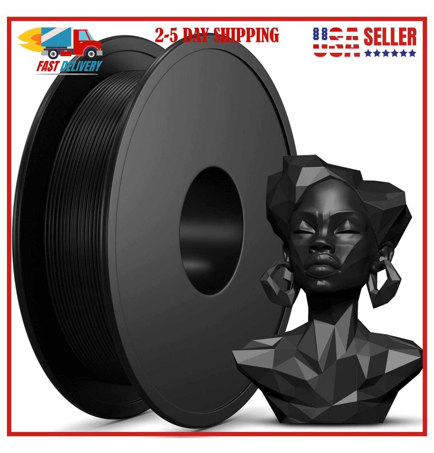 PLA Filament Black 250g(0.55bs) - 3D Printer Filament - 1.75mm 3D Printing