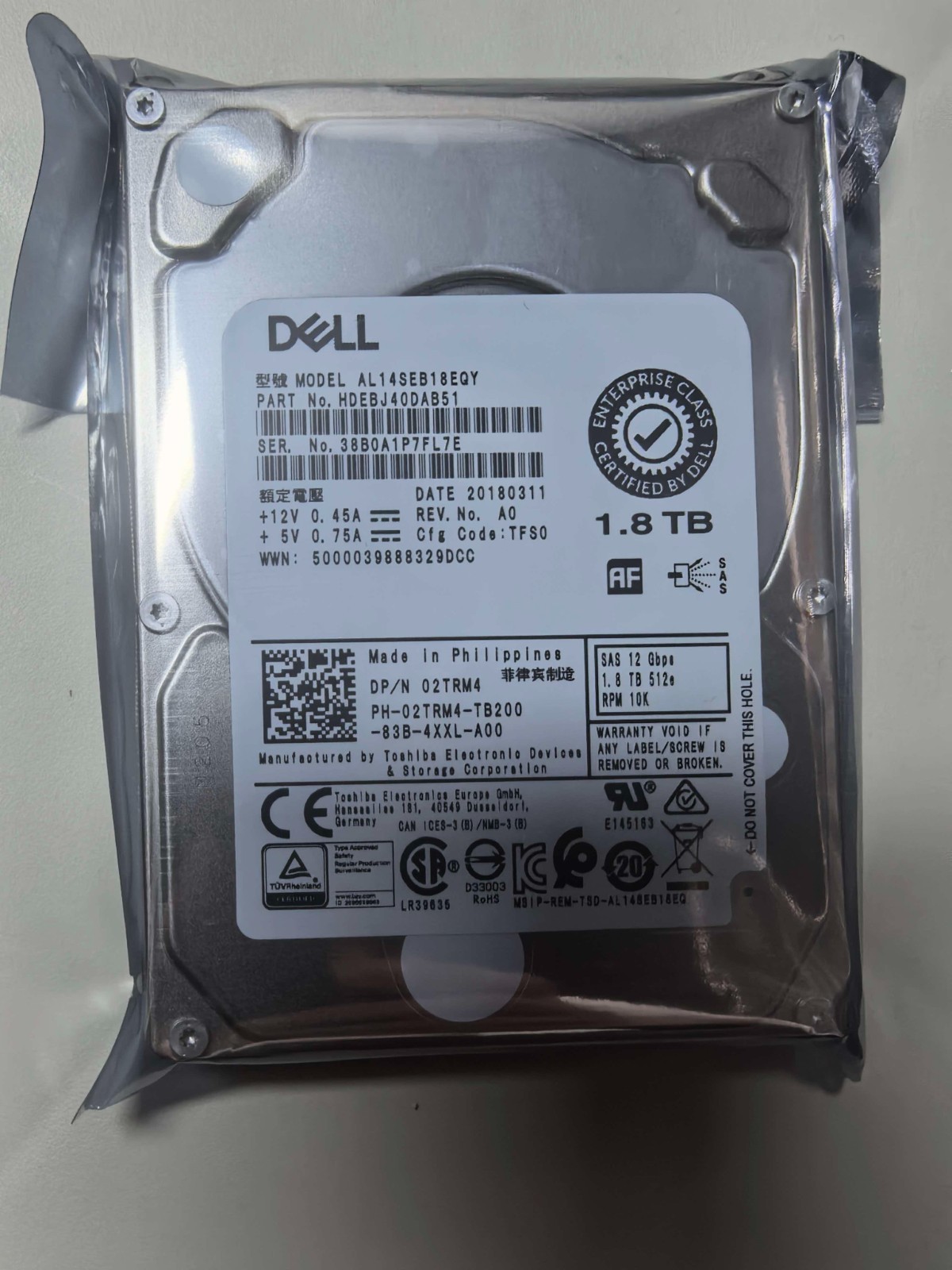 FOR Dell 1.8TB 10K 02TRM4 2TRM4 12Gbps 2.5" SAS HDD Hard Disk Drive