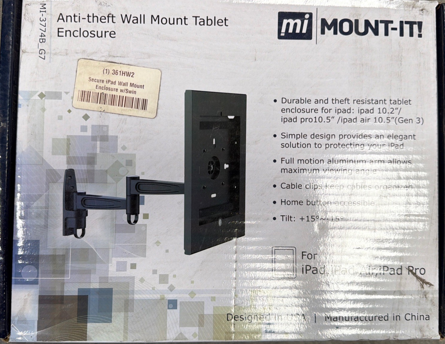 Mount-It Tablet Wall Mount MI-3774B_G7 with Swing Arm 