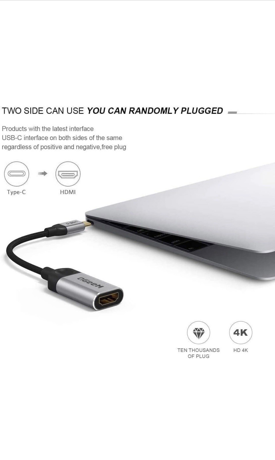 QGeeM USB C to HDMI Adapter 4K Cable, USB Type-C to HDMI Adapter