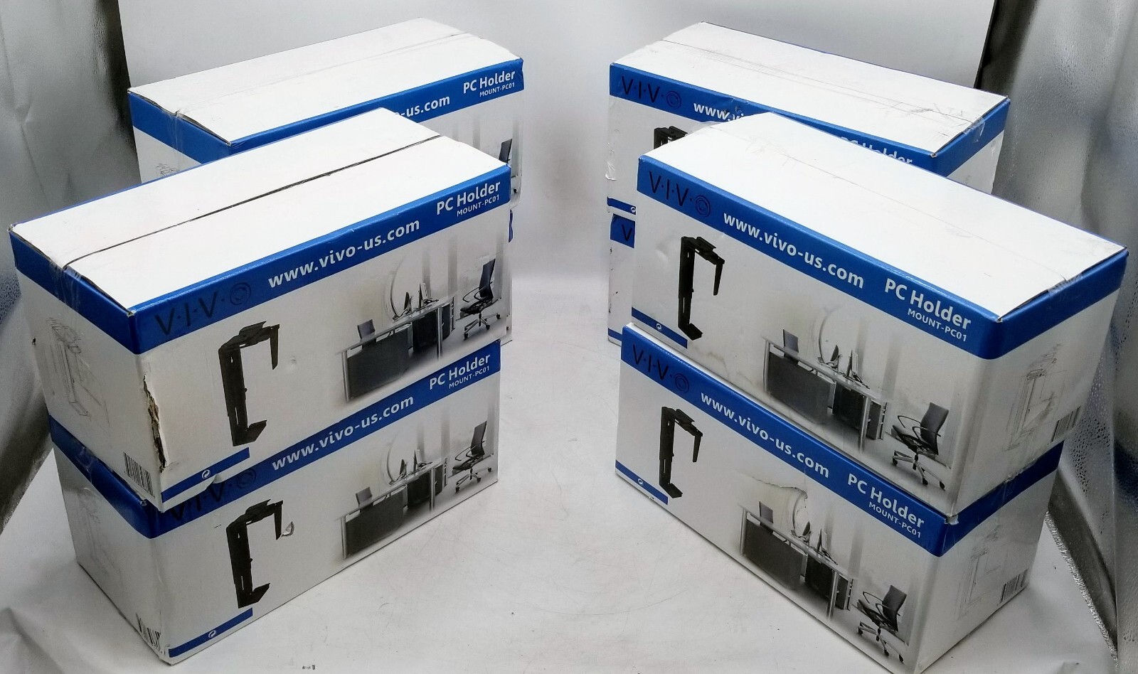 LOT OF 8 Vivo Mount - PC01 Black Under Desk and Wall PC Mount - New