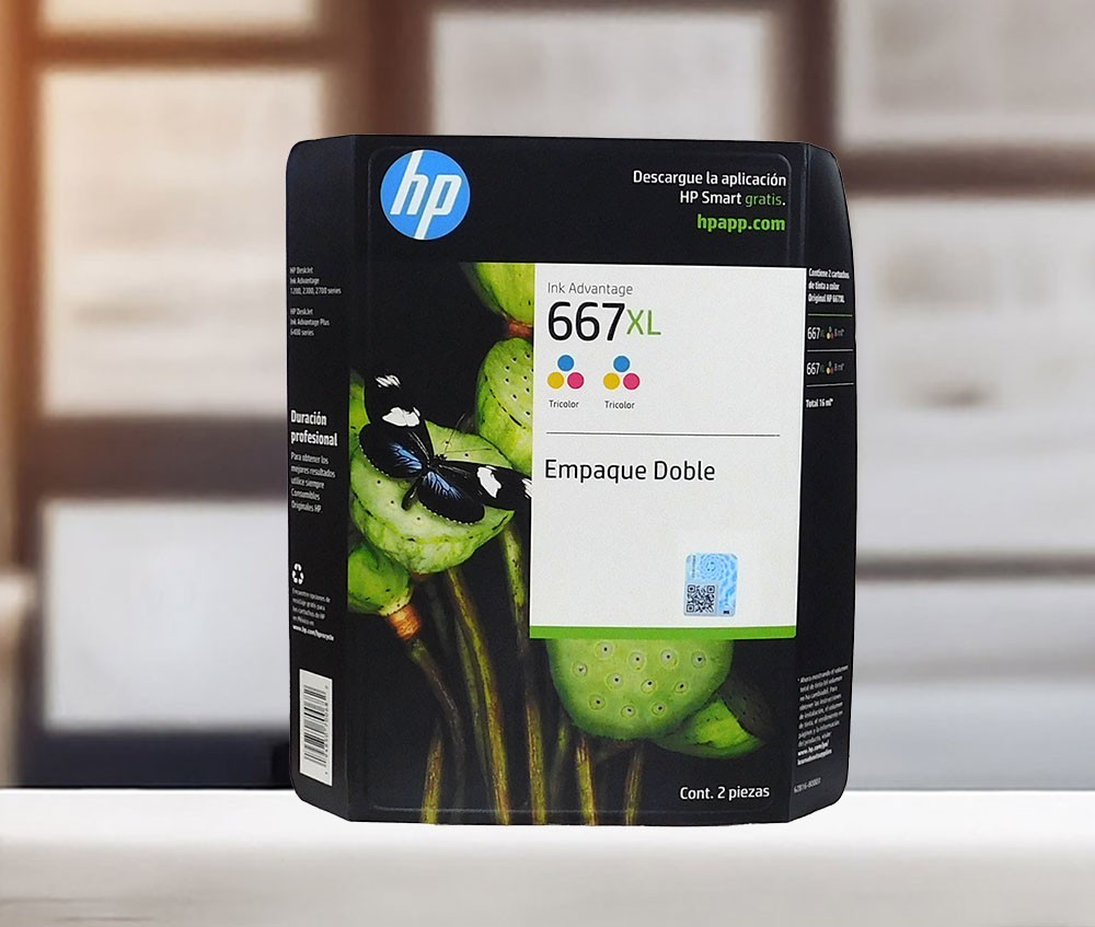 HP 667XL/6ZB16BL Tri-Color 2 Pack Ink Cartridge - New in Box