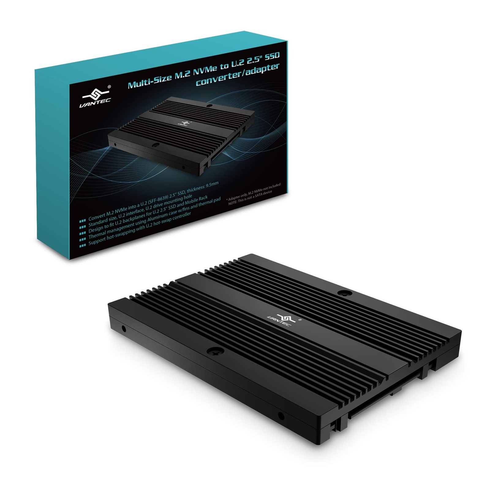 Black MultiSize M.2 NVMe To U.2 SFF8639 2.5 Inch SSD Adapter MRKNVM2U2BK