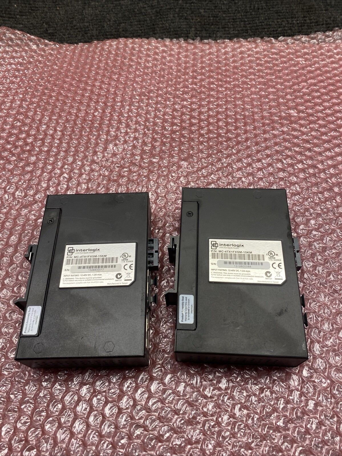 Lot of 2 Used Interlogix MC-4TX1FXSM-15KM 4-Port Fast Ethernet Switch Unit