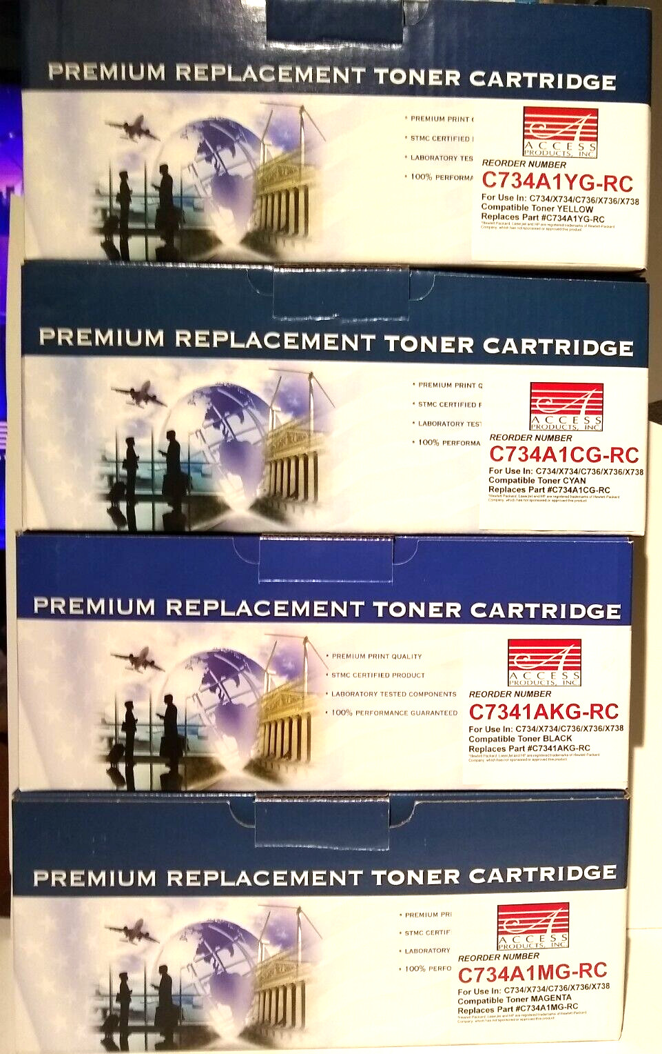 Lexmark C734 C736 X736 X738 Compatible Toner Set, 4-Pack Replacement Cartridge