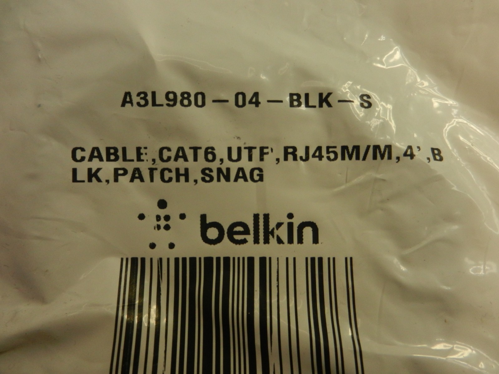 Belkin International Inc A3L980-04-Blk-S 4Ft Cat6 Snagless Patch Cable Utp