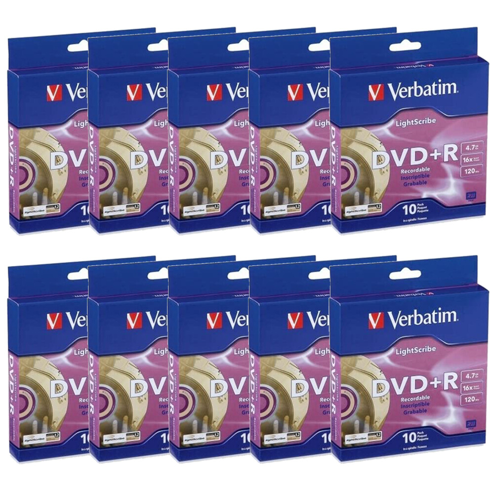 Verbatim Light Scribe DVD+R Blank Media 100pk - Laser Etch Prints Direct to Disc