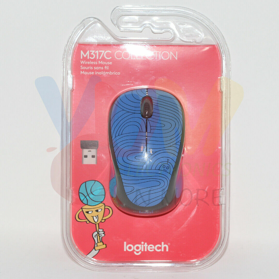 Logitech M317C Doodle Collection Wireless Mouse Deep Blue Bot