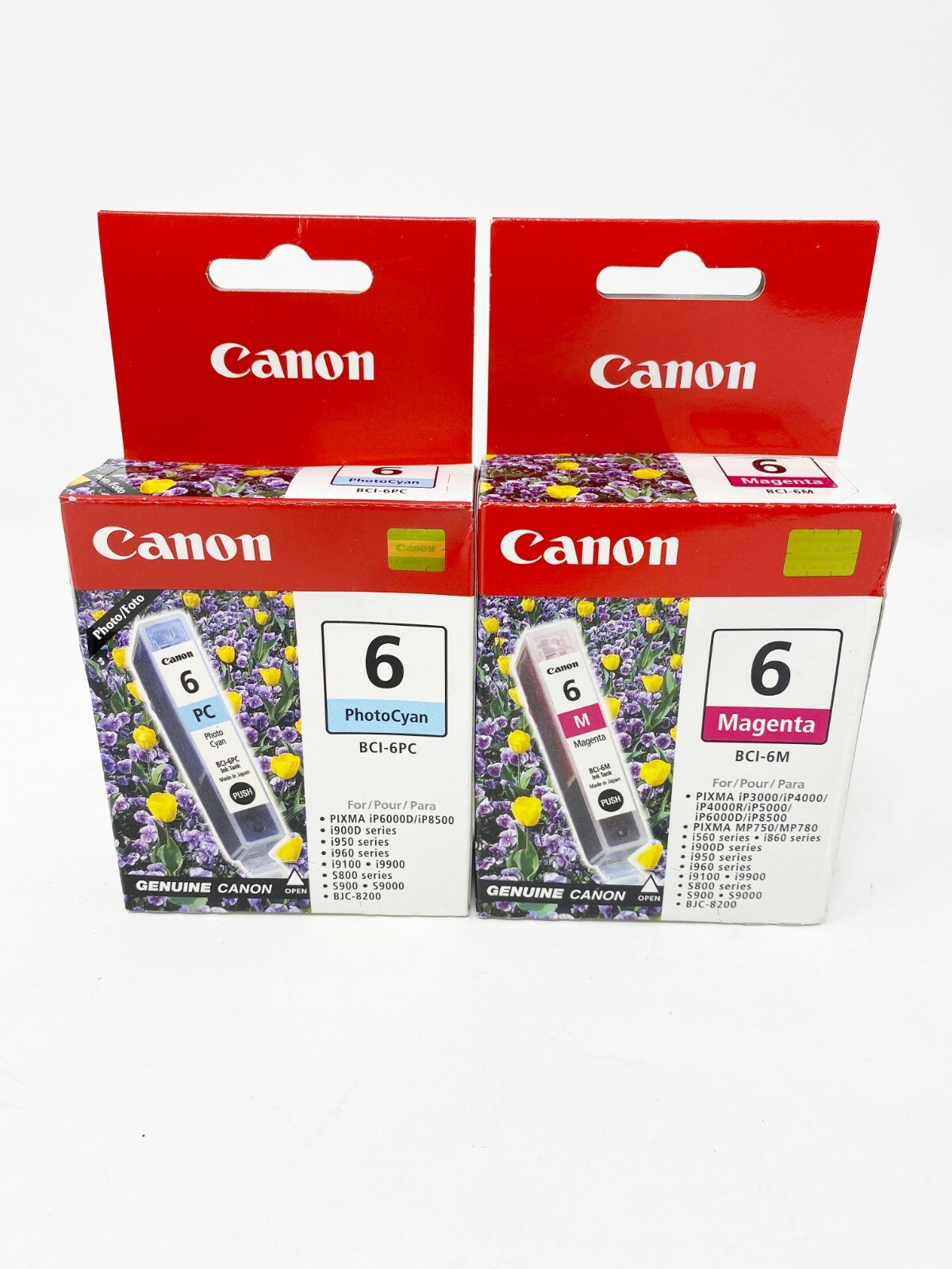 Canon Ink Cartridges BCI6M Magenta BCI6PC Photo Cyan Lot of 2 NEW