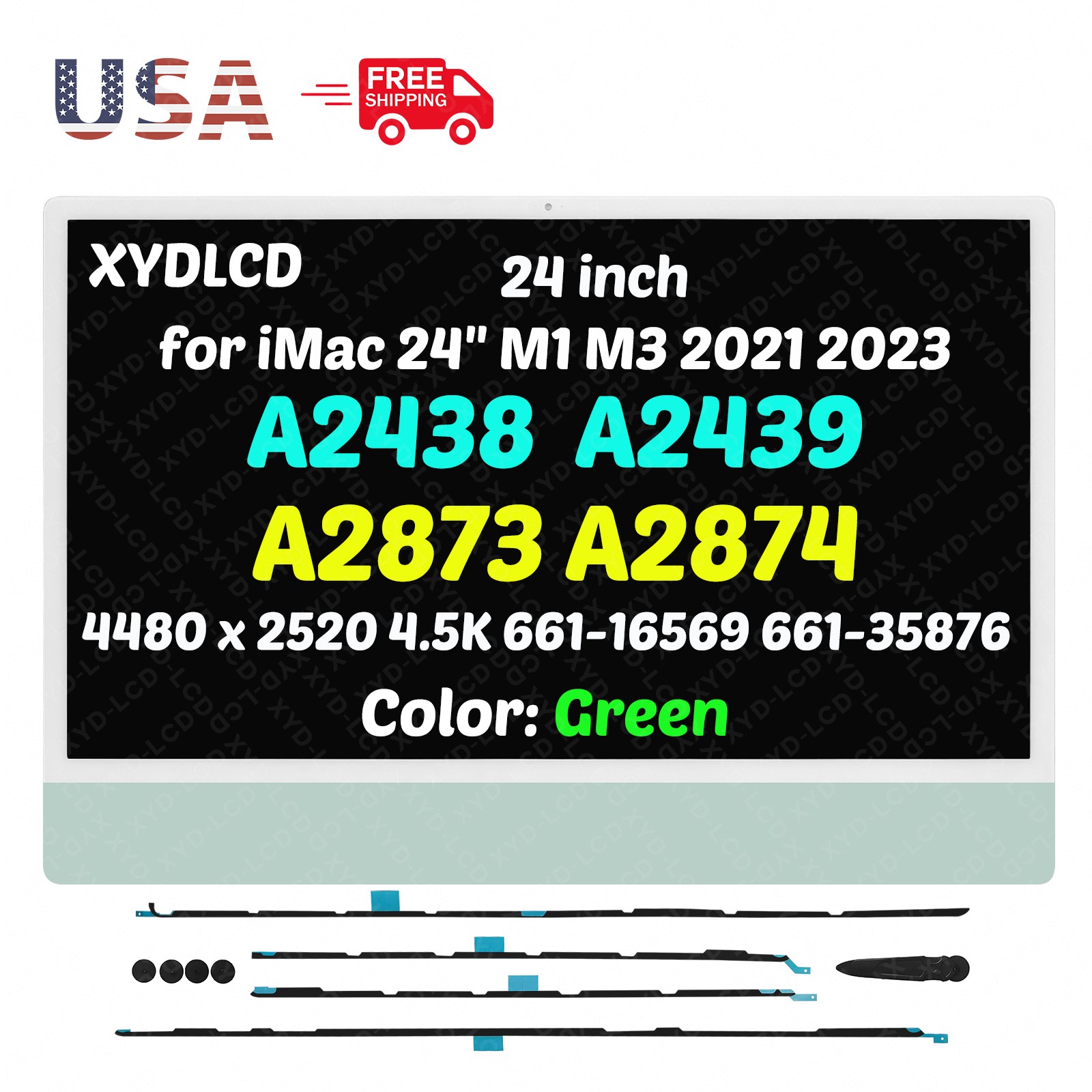 OEM for Apple iMac 24" M1 A2439 EMC 3664 661-16569 LCD Screen Display 4.5K Green