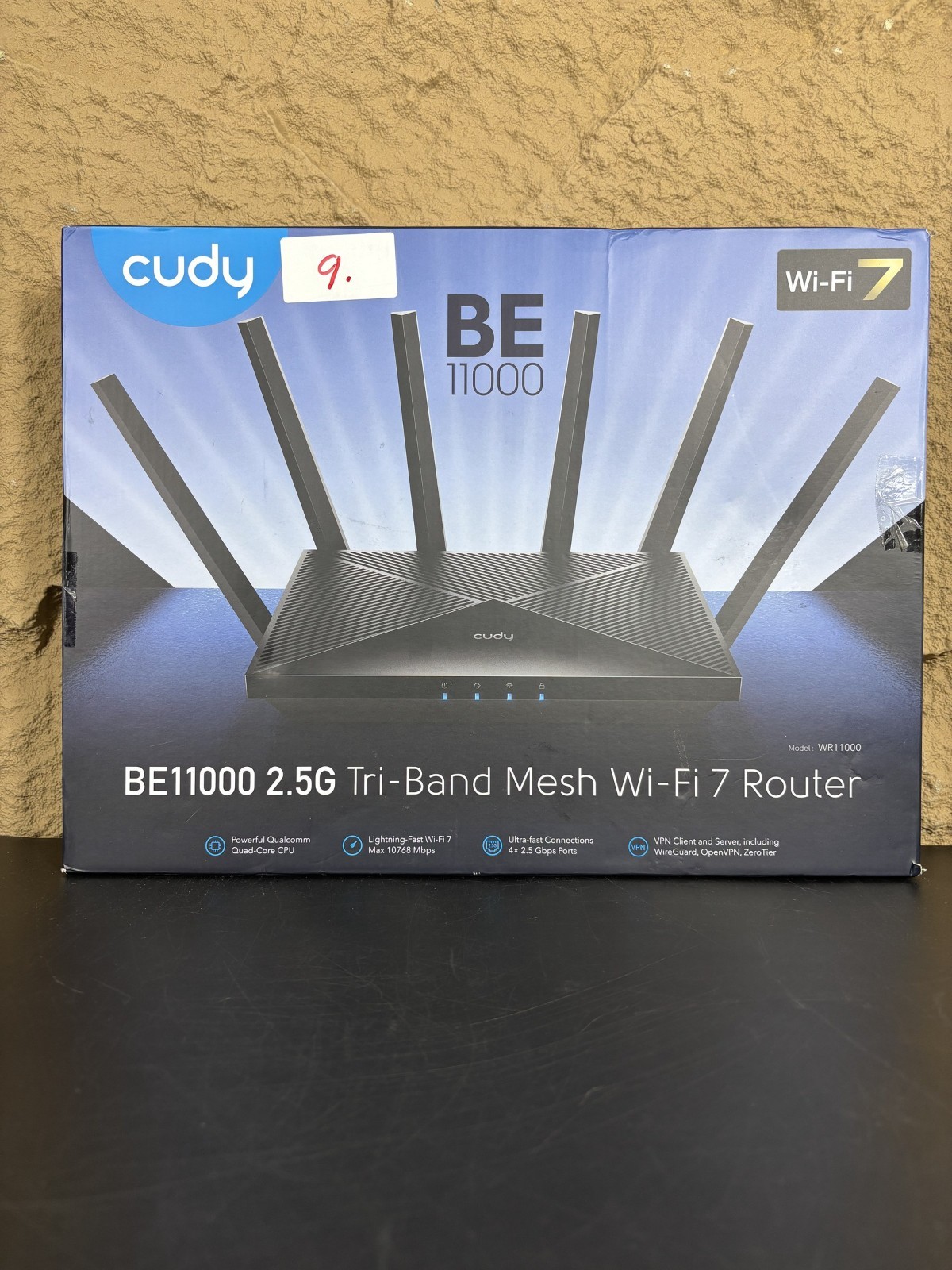 Cudy WR11000 BE11000 Wi-Fi 7 Tri-Band Mesh Wireless Router 4x 2.5Gbps VPN Black
