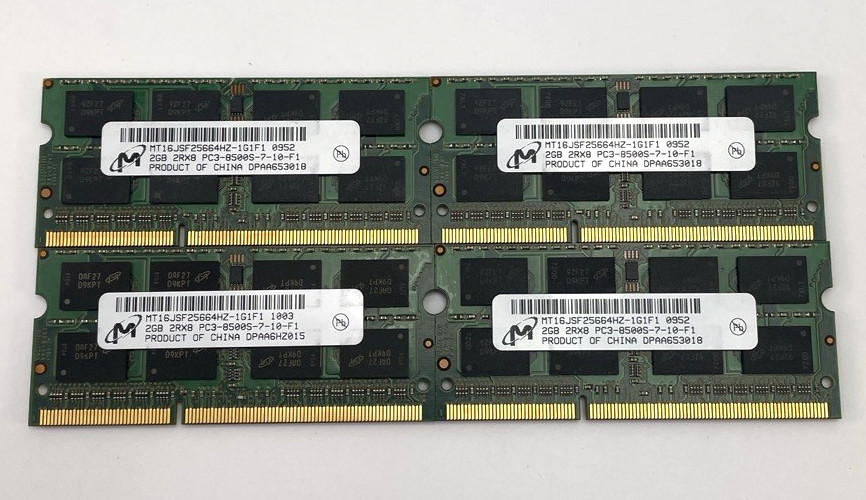 Lot of 4 x 8GB 2x4GB 2Rx8 PC3-8500S-7-10-F2