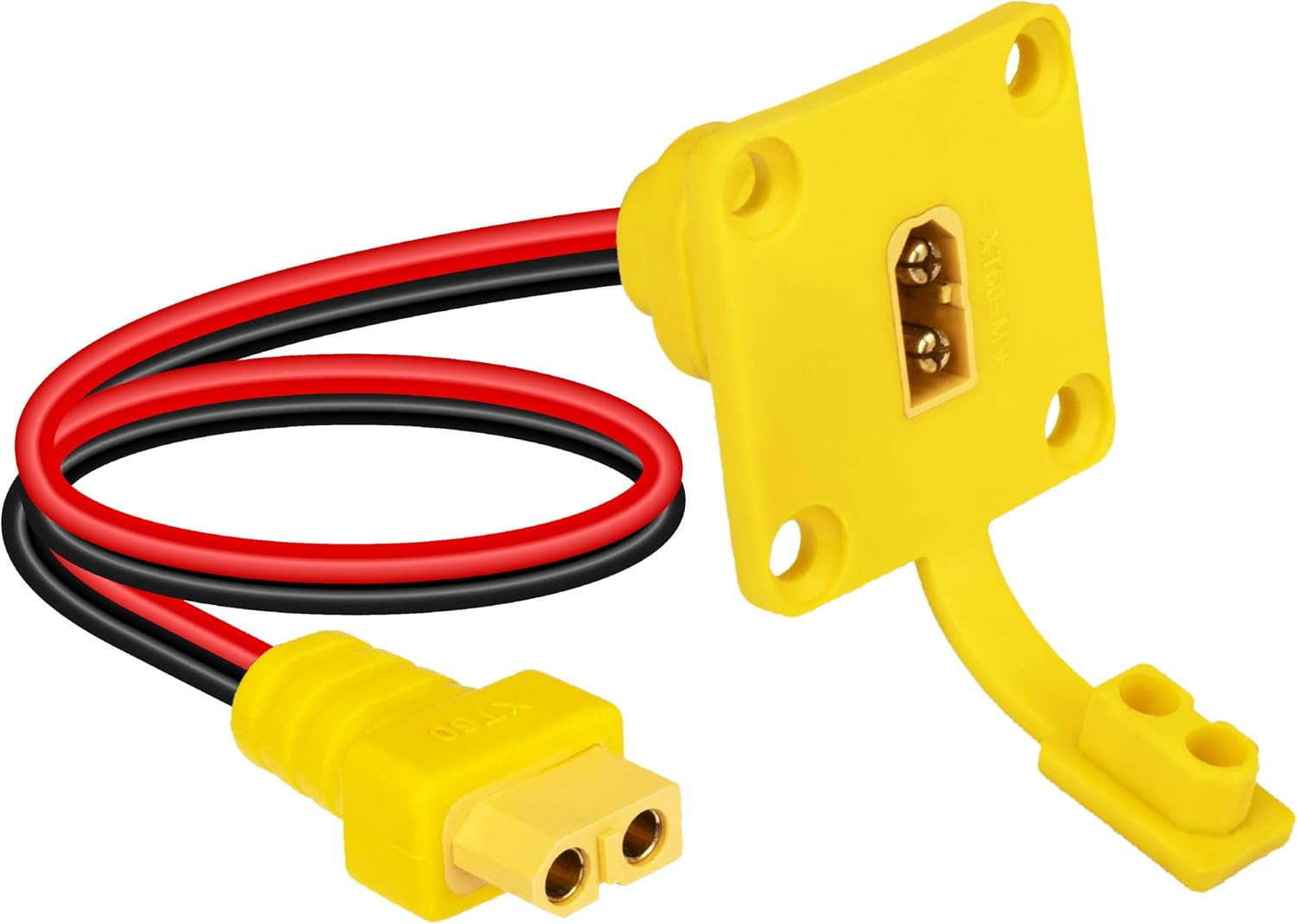 XT60 Male to Female Mount Panel Cable | 12AWG XT60 Male Plug to Female Wire