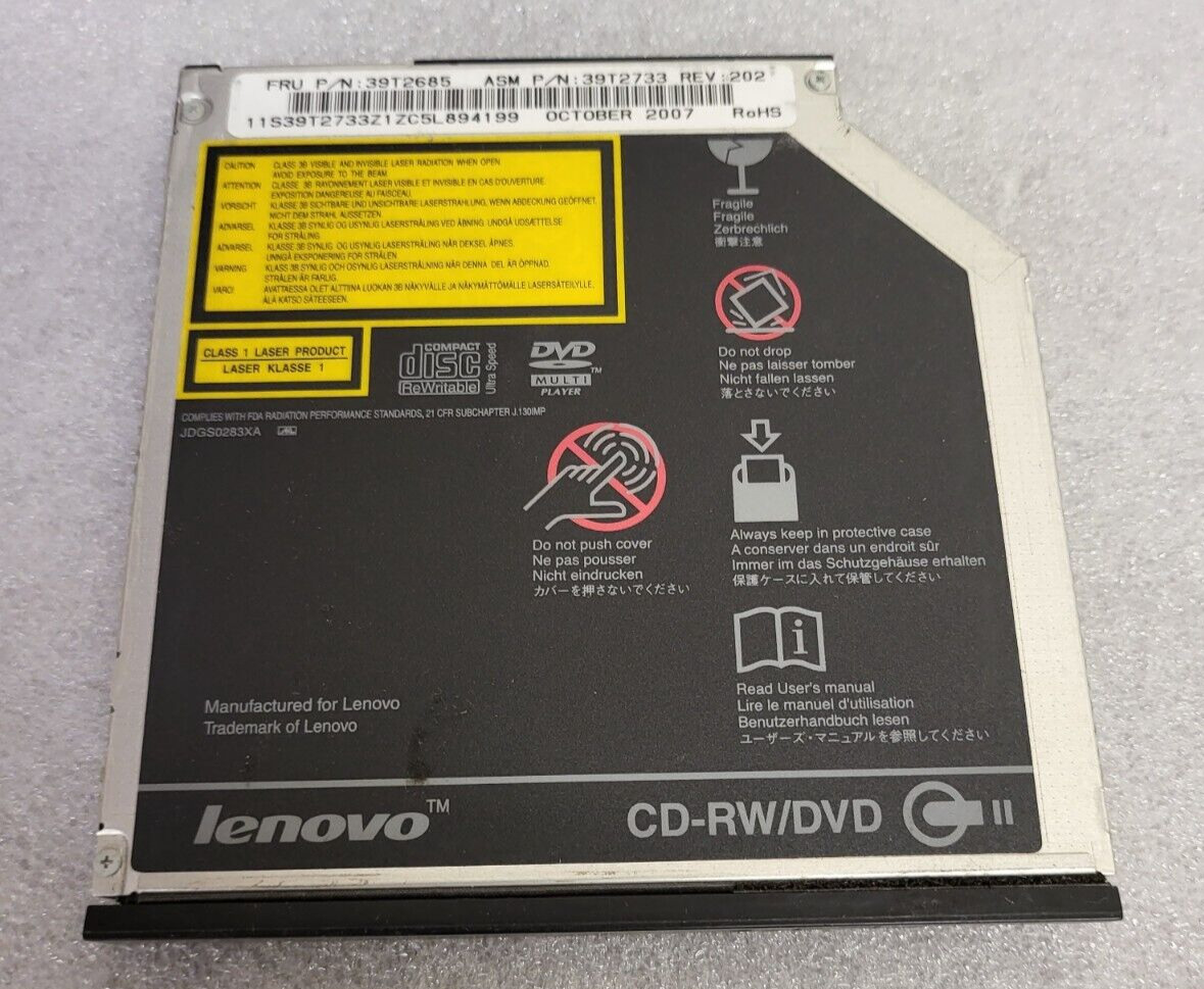 ✔️ IBM Lenovo T60 CD-RW  / DVD Drive 39T2687 39T2737 GCC-4247N 39T2685 39T2733