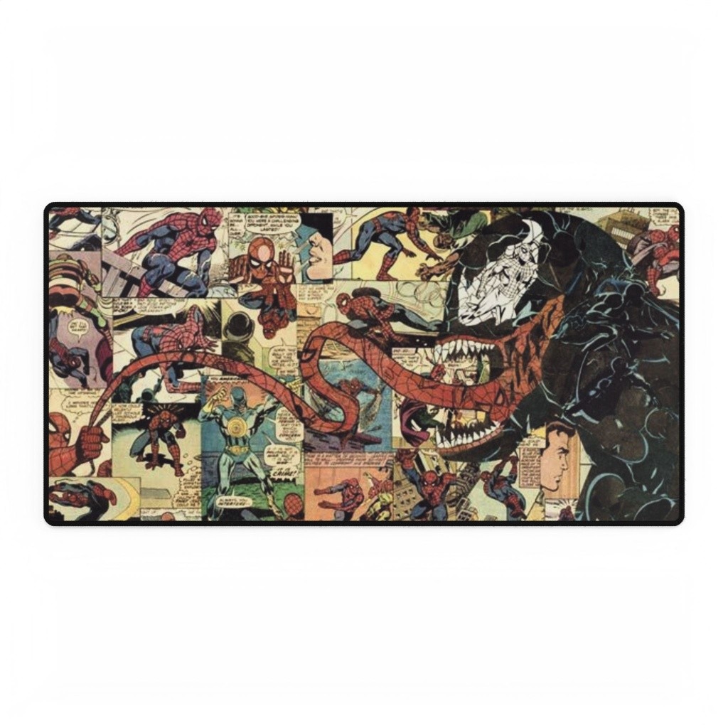 Spider-Man Vs Venom Retro Comic Book Panels Collage Art Mouse Pad Desk Mats