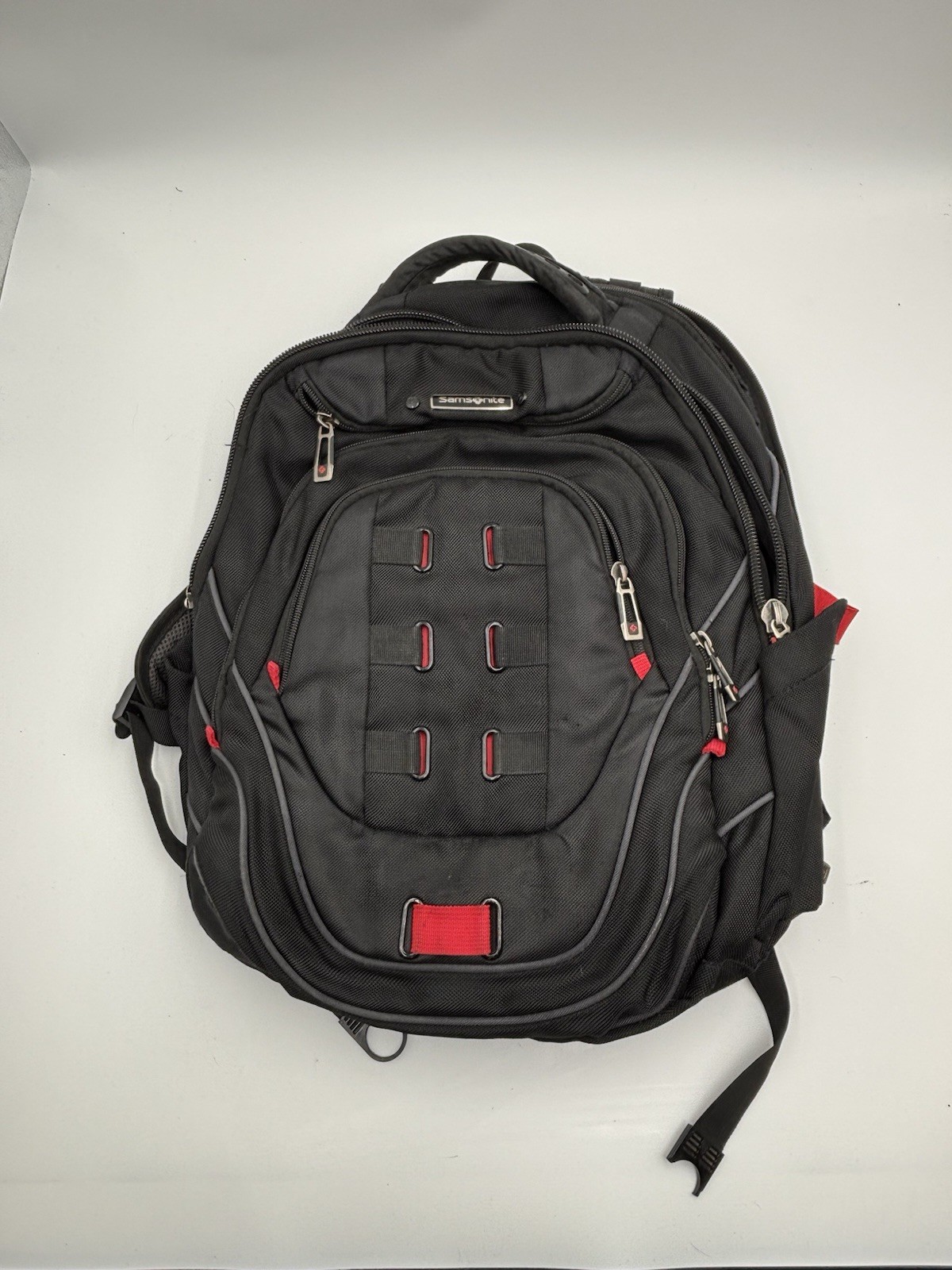 Samsonite Tectonic PFT Laptop Tablet Backpack Black Red 17-Inch 4 Zip Pockets