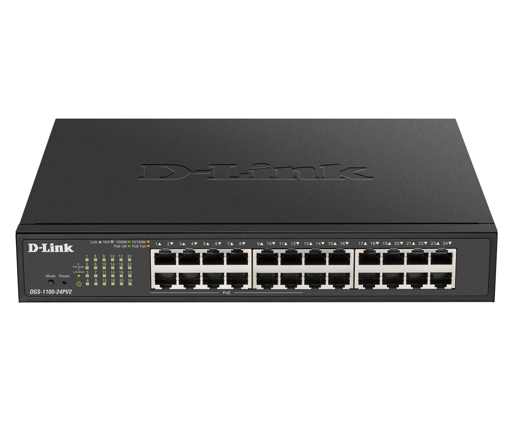 D-LINK 24-Port Gigabit Smart Managed Rack Mount Switch 12 PoE + (DGS-1100-24PV2)