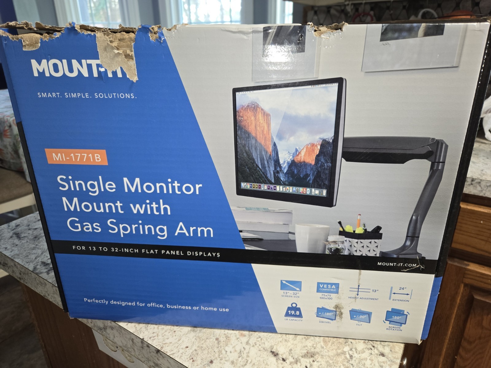 Mount-It MI-1771B Height Adjustable Desk Mount With Spring Arm