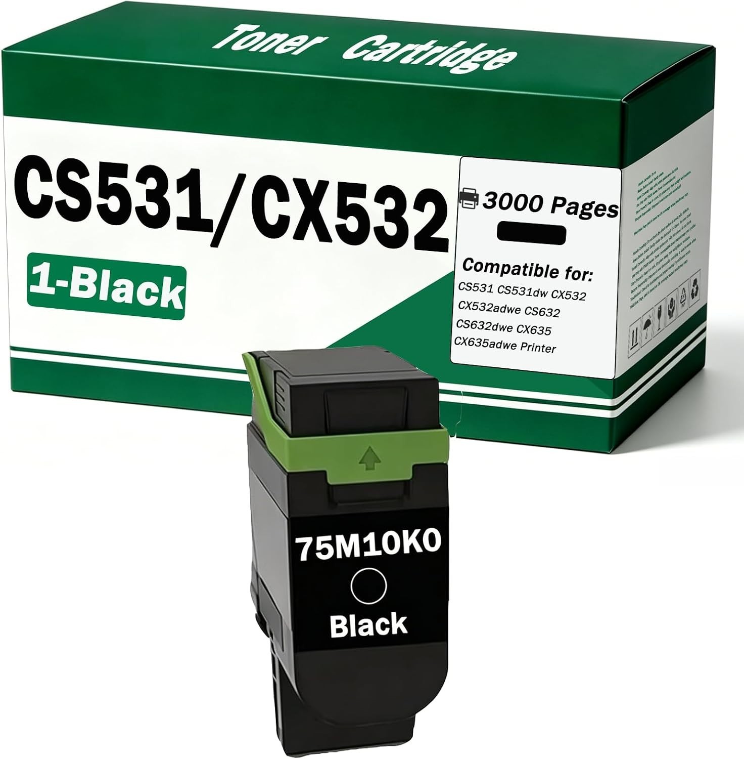 75M10K0 Black Toner Cartridge for Lexmark CS531 CS632 CX532 CX635