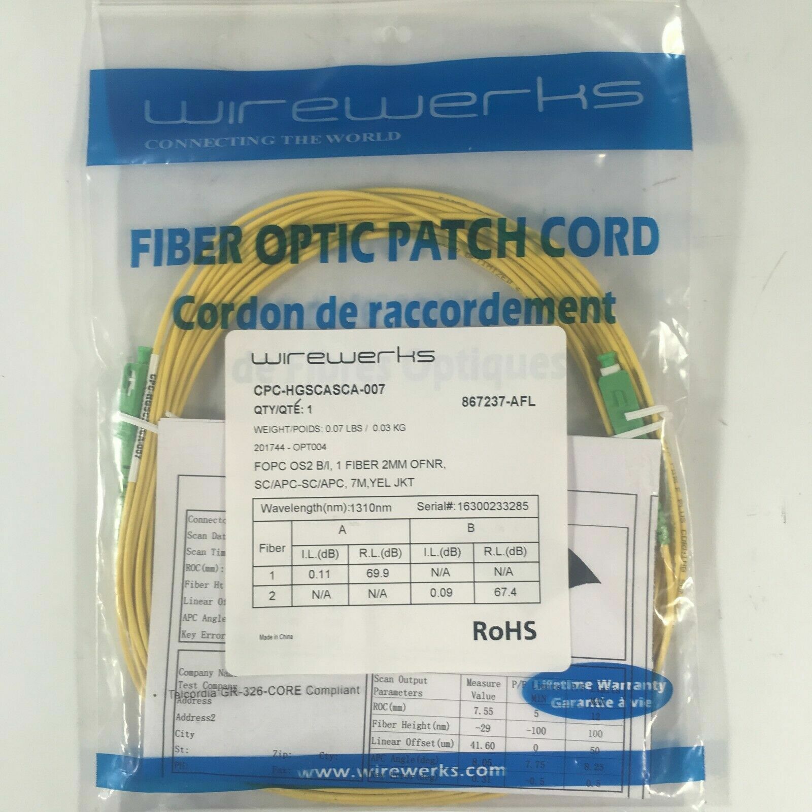 WireWerks CPC-HGSCASCA-007 Fiber Optic Cable