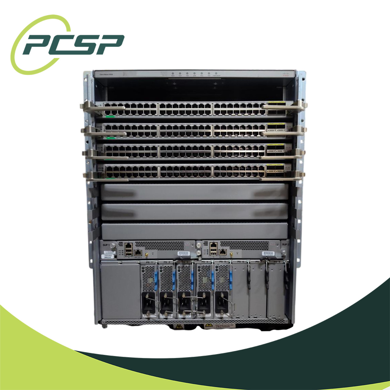 Cisco Nexus N9K-C9508 Chassis 4x X9464TX2 2x SUP-A 2x SC-A 5x 3000W PSU