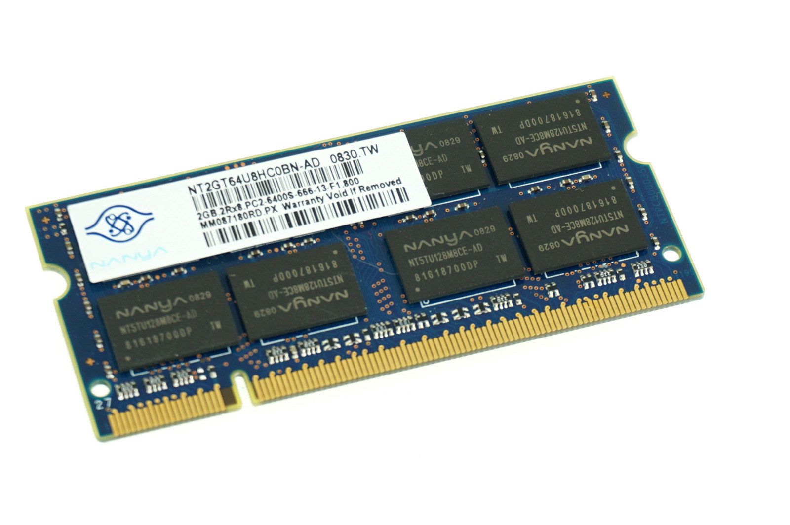 NT2GT64U8HC0BN-AD GENUINE NANYA LAPTOP MEMORY 2GB DDR2 PC2-6400S (CA610)