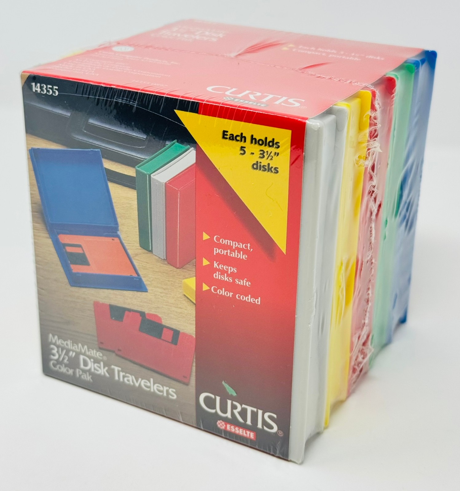 Lot of 5 Curtis MediaMate 3.5" Disk Traveler Case Holders - Sealed (1997) USA