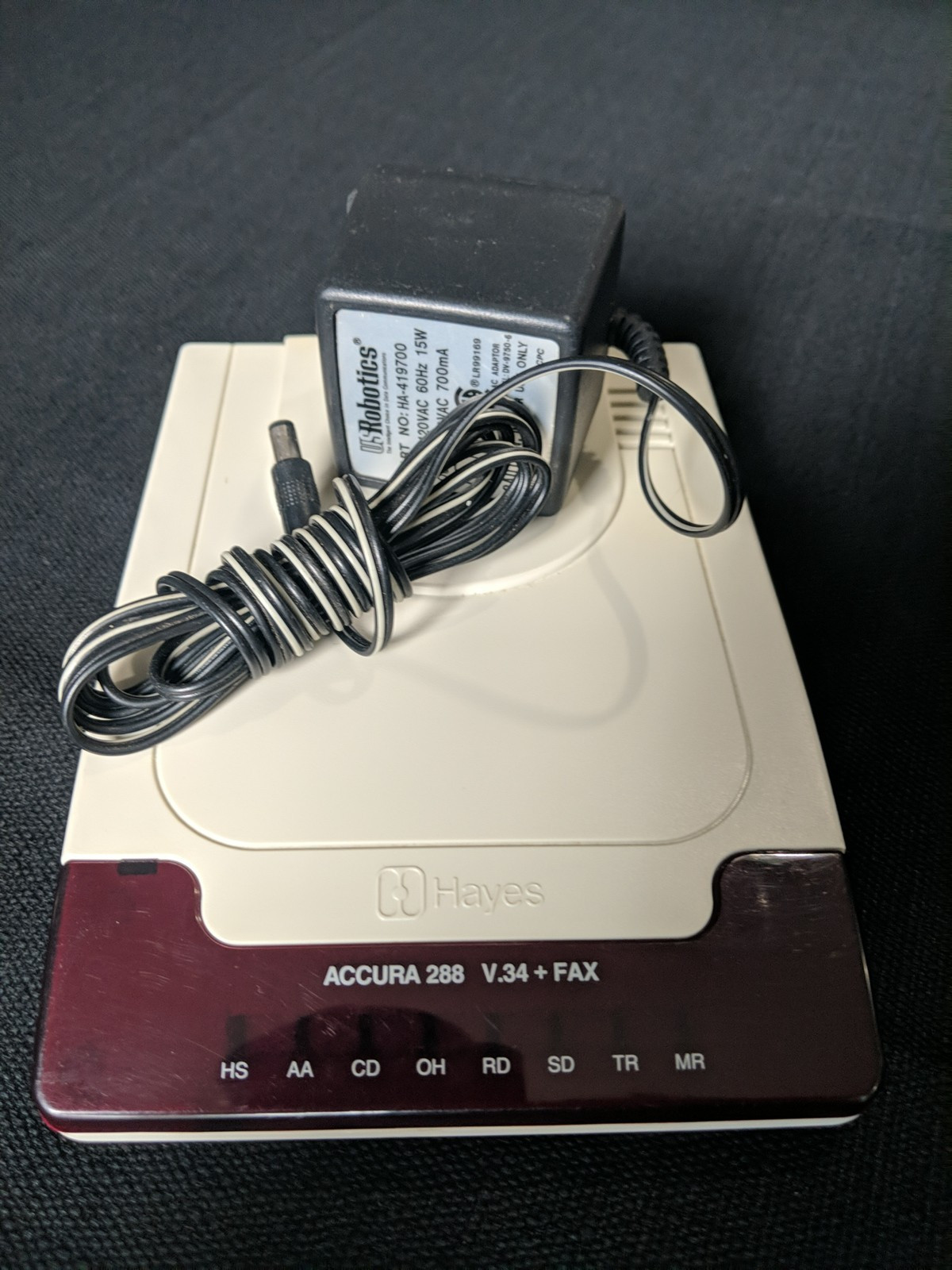 Hayes Accura 288 V.34 + Fax  5337AM w/ Power Adapter - Tested- Powers Up