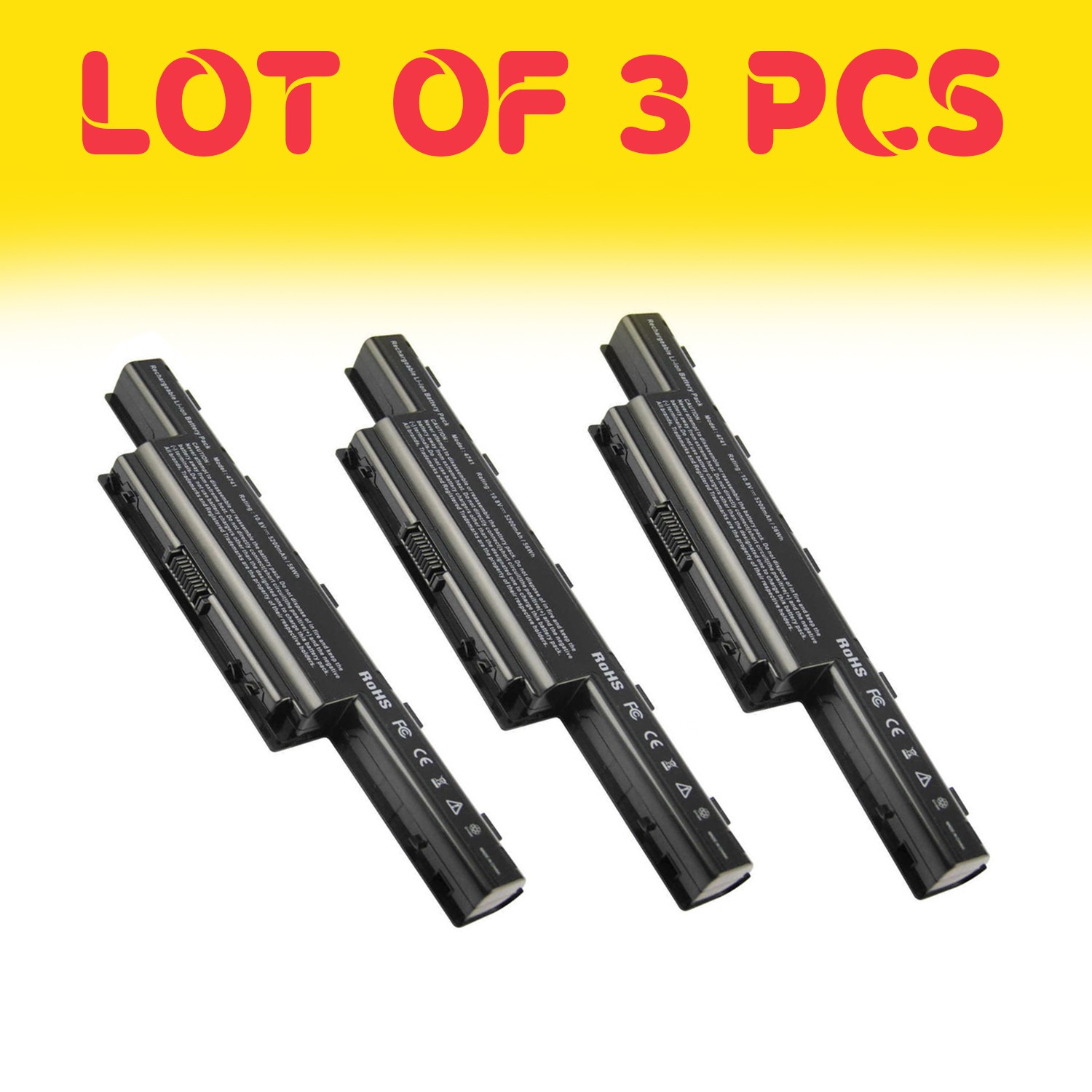 Lot of 3 PCS Battery for Gateway NE46R05M NE56R09u NE56R10u NE56R11u NE56R12u