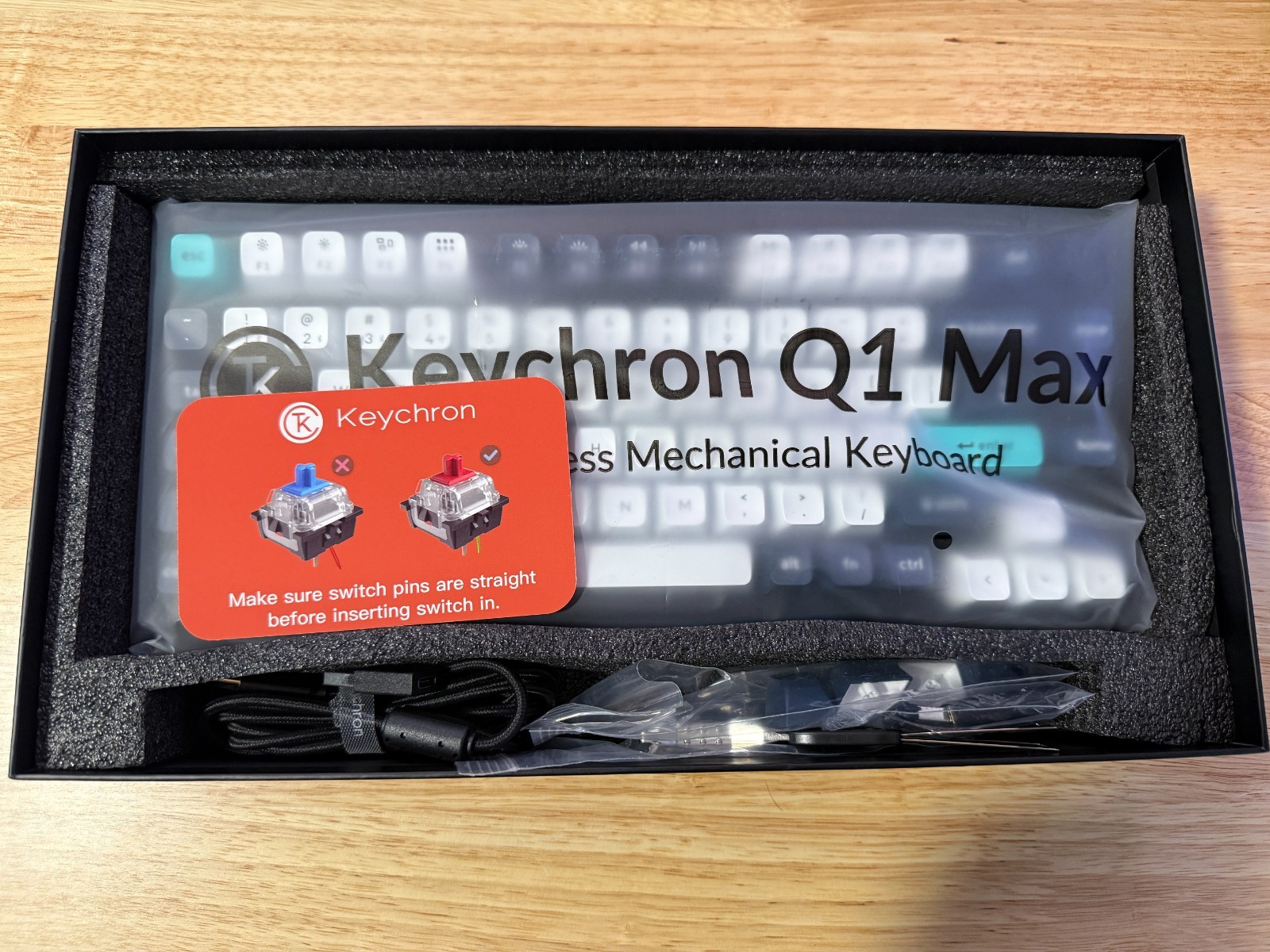 Keychron Q1 Max Black Brown Switches 75% Wireless Mechanical Keyboard RGB Knob