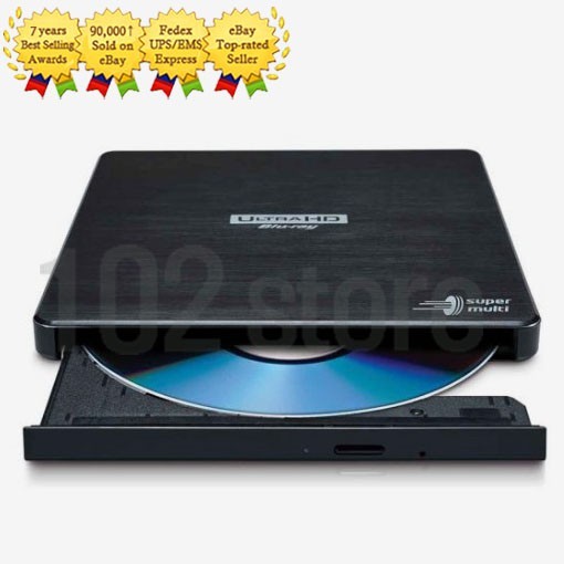 Hitachi-LG Storage Portable External 6X Ultra HD 4K Blu-ray Burner BP60NB10