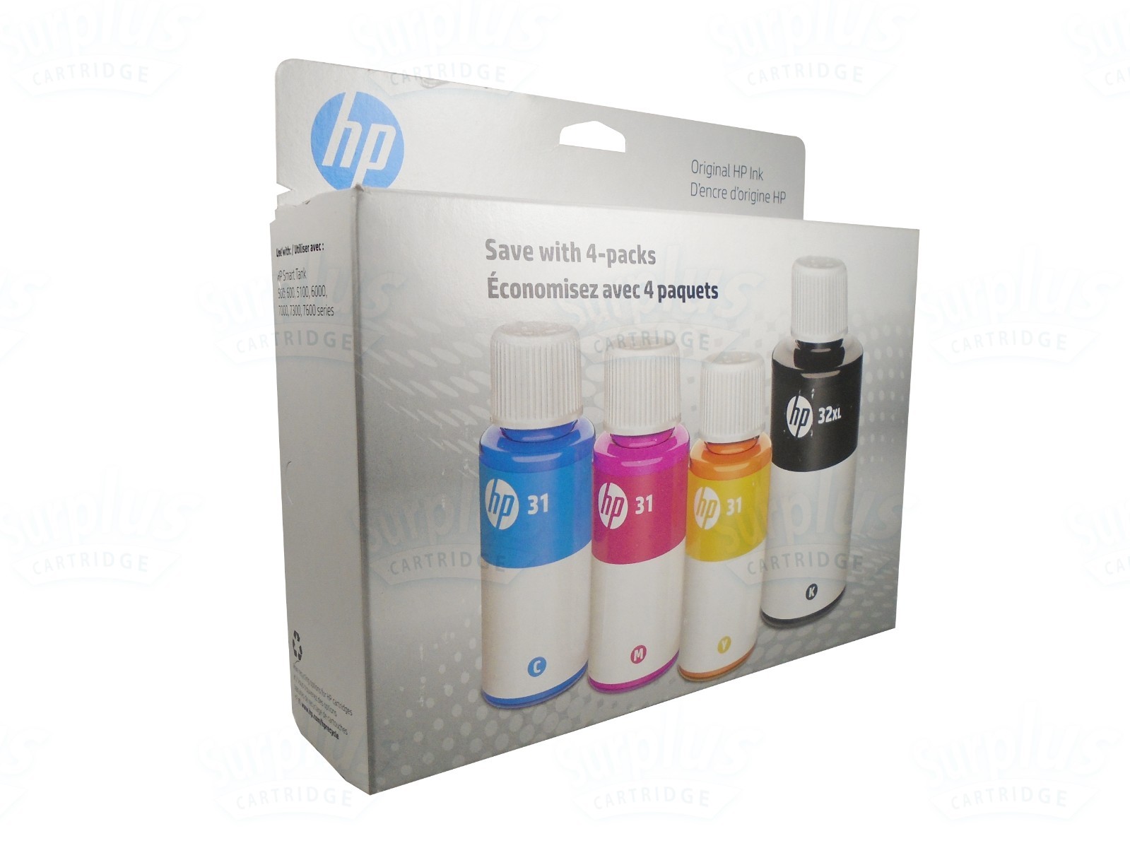 4-Pack Genuine HP 32XL Black & HP 31 Standard Ink Bottle Smart 455 457 570 6000
