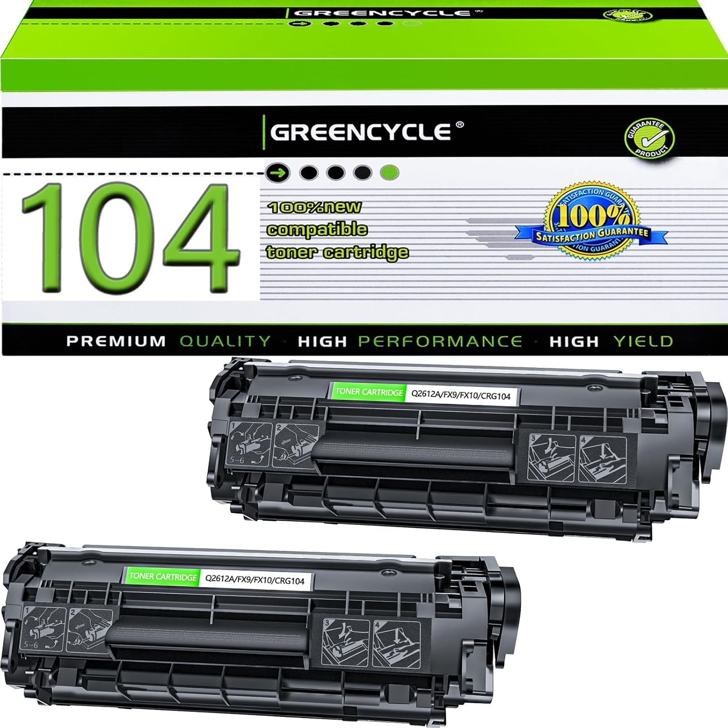 2PK CRG104 fits for Canon 104 FX9 FX10 Toner ImageClass MF4150 MF4350D D420 D480