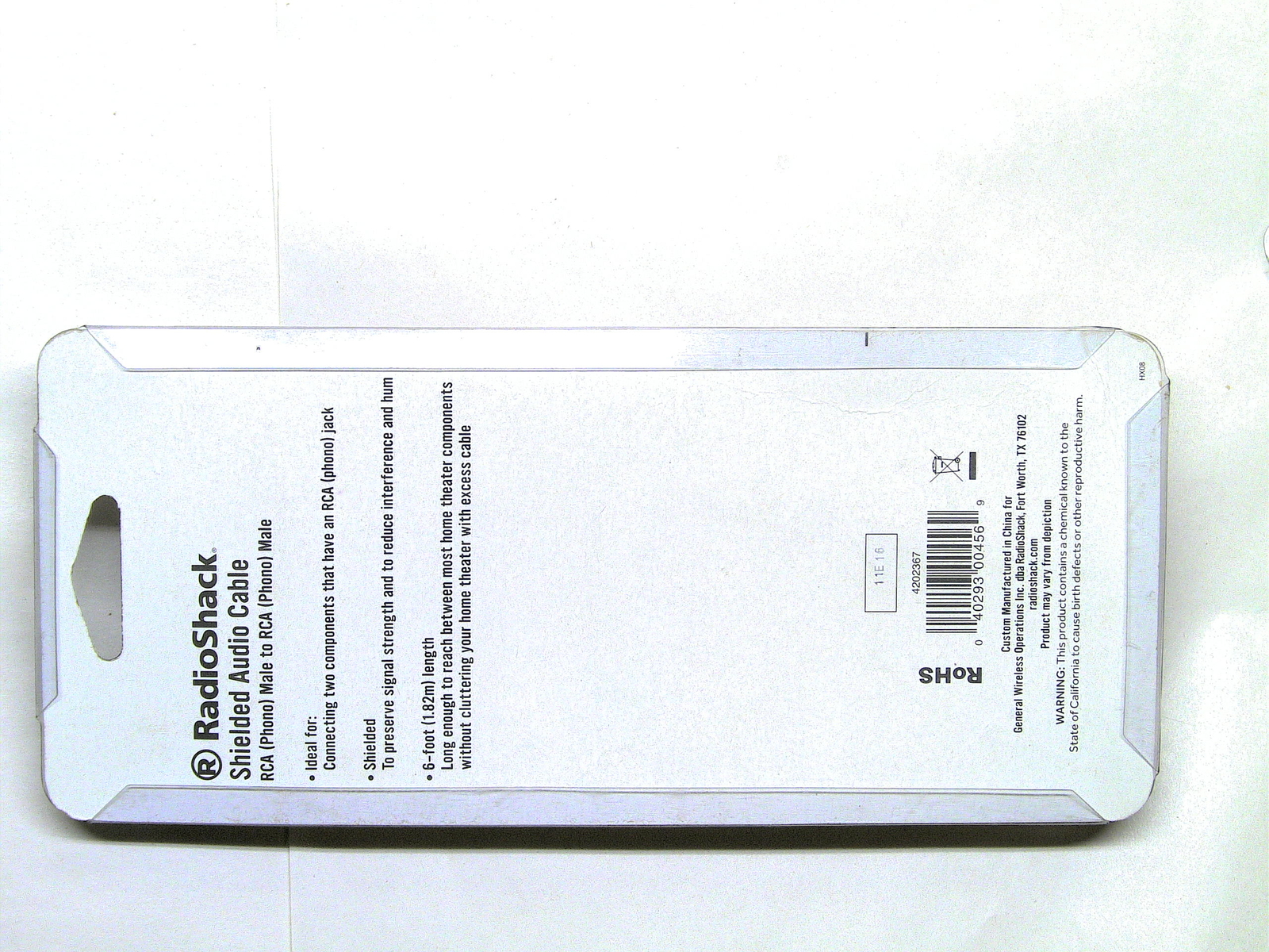 RadioShack 6-Foot Shielded Cable RCA Plug to RCA Plug