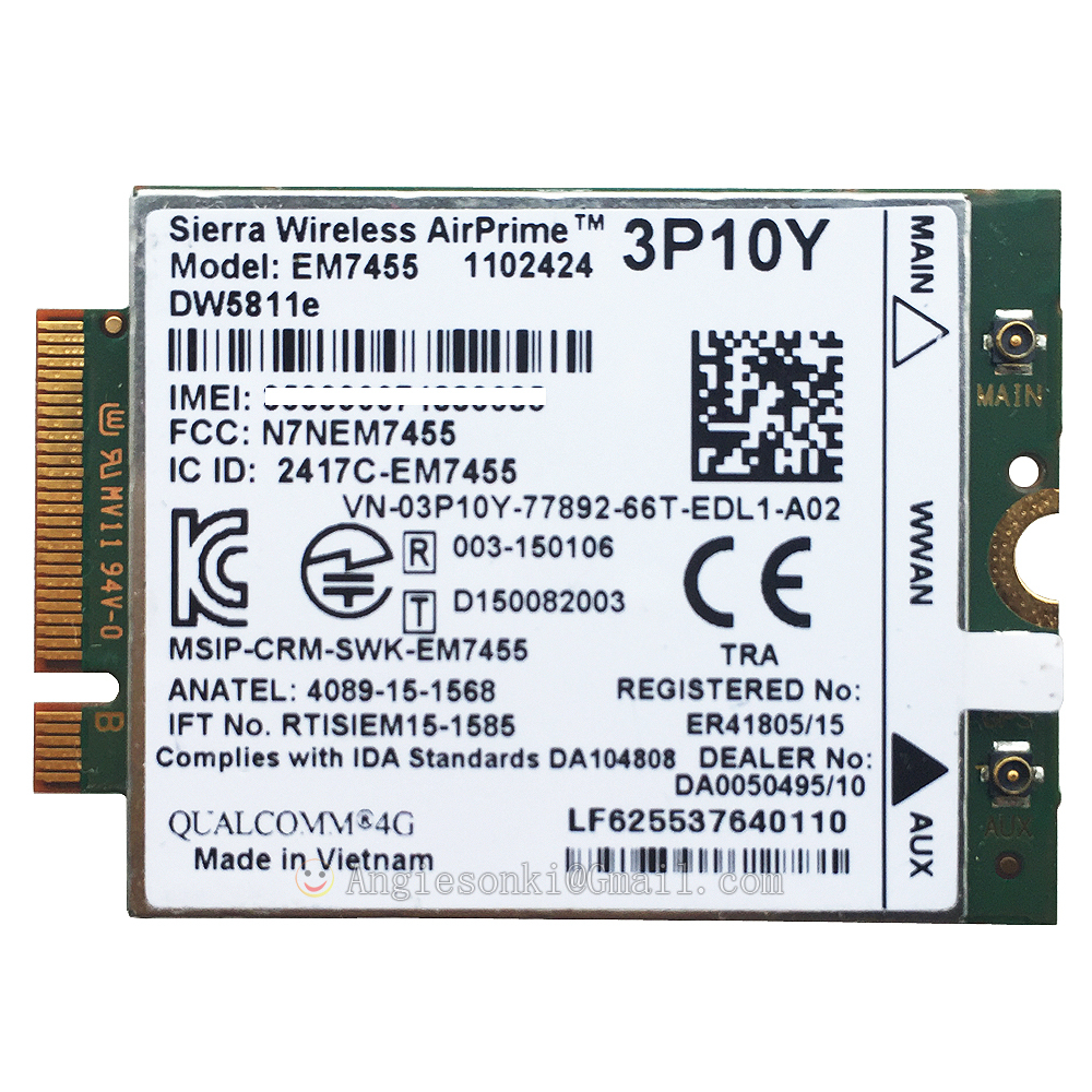 Dell DW5811E Sierra Wireless Airprime EM7455 LTE 4G WWAN Card Module 3P10Y
