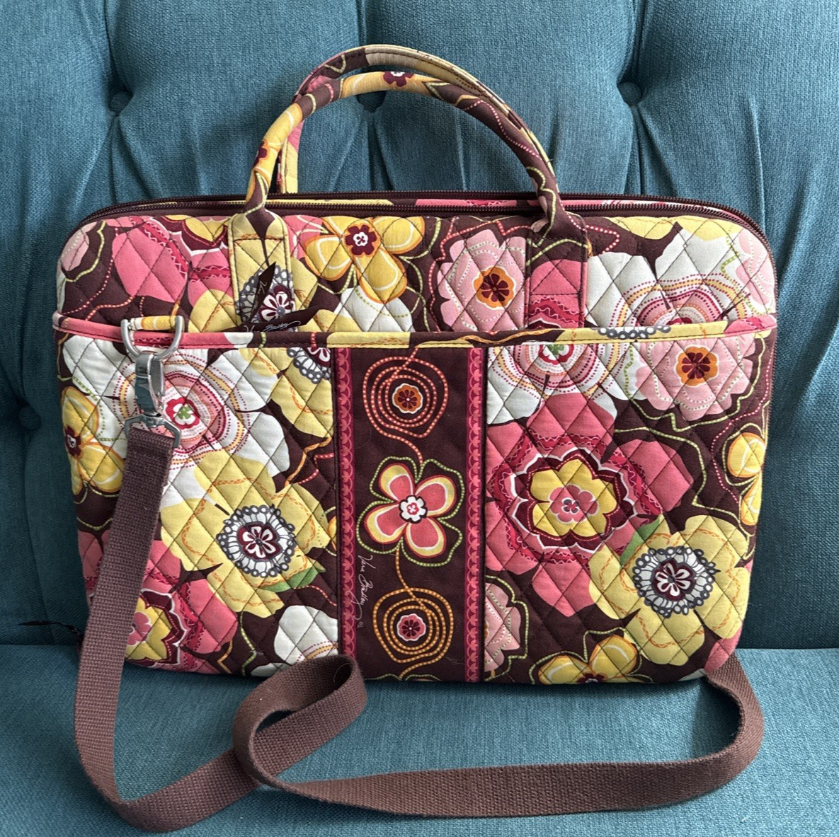 Vera Bradley BUTTERCUP LAPTOP PORTFOLIO Hard Computer Case Travel Work School