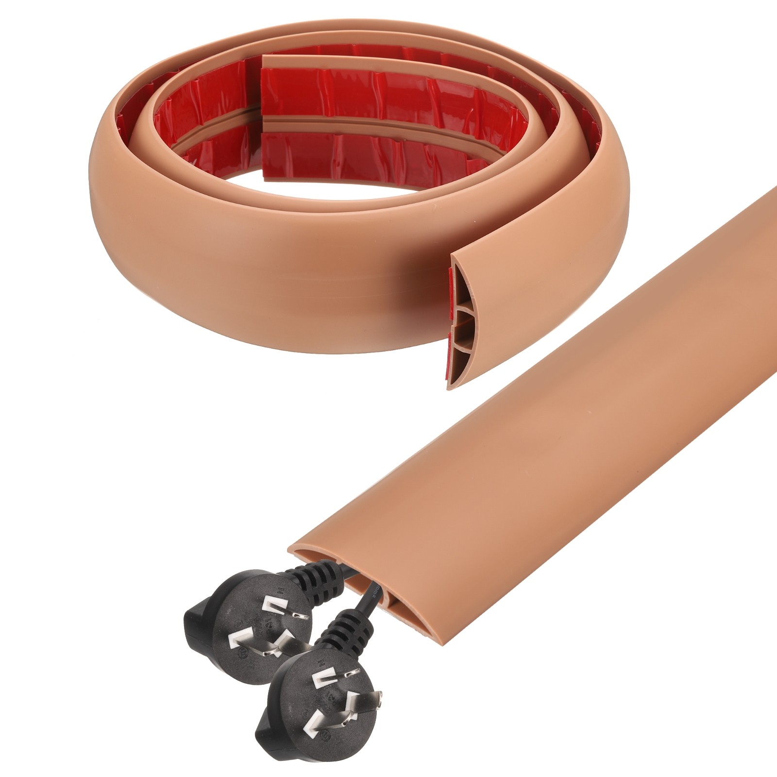 4ft D Cord Cover Floor W0.5" x  H0.3" Hide Cable Wire Covers Brown