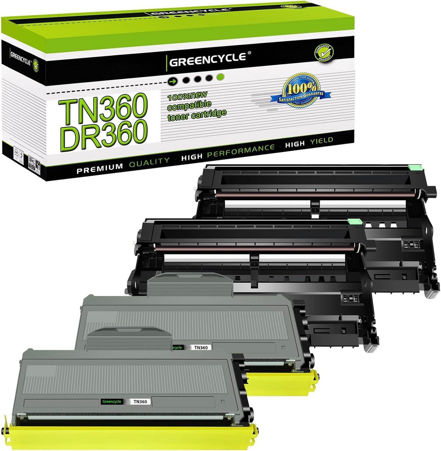 2PK TN360 Toner & 2PK DR360 Drum For Brother HL-2150N MFC-7440N MFC-7840N TN330