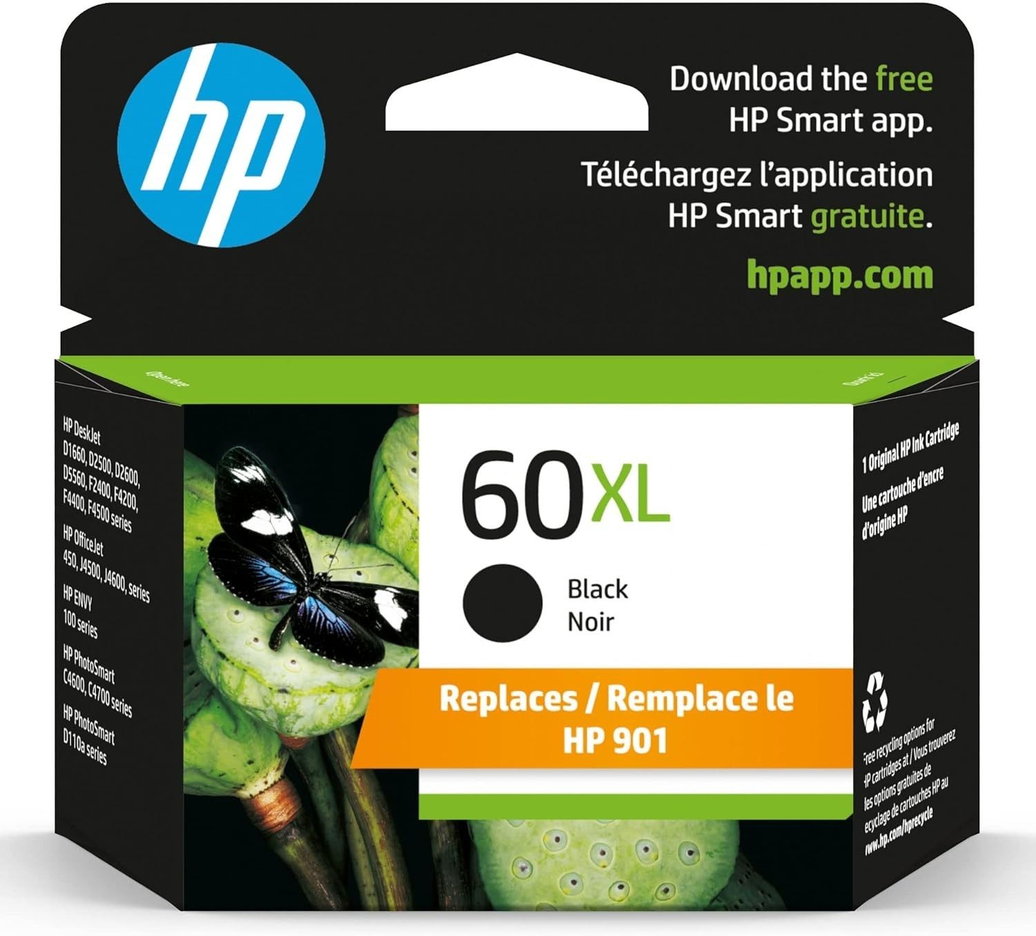 HP 60XL High-Yield Ink Cartridge - Black (Choose EXP Date) NEW SEALED 