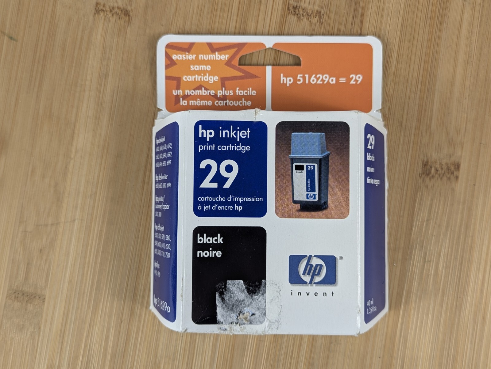 HP 29 Ink Black Cartridge 51629a EXP 2003 600 660 670 672