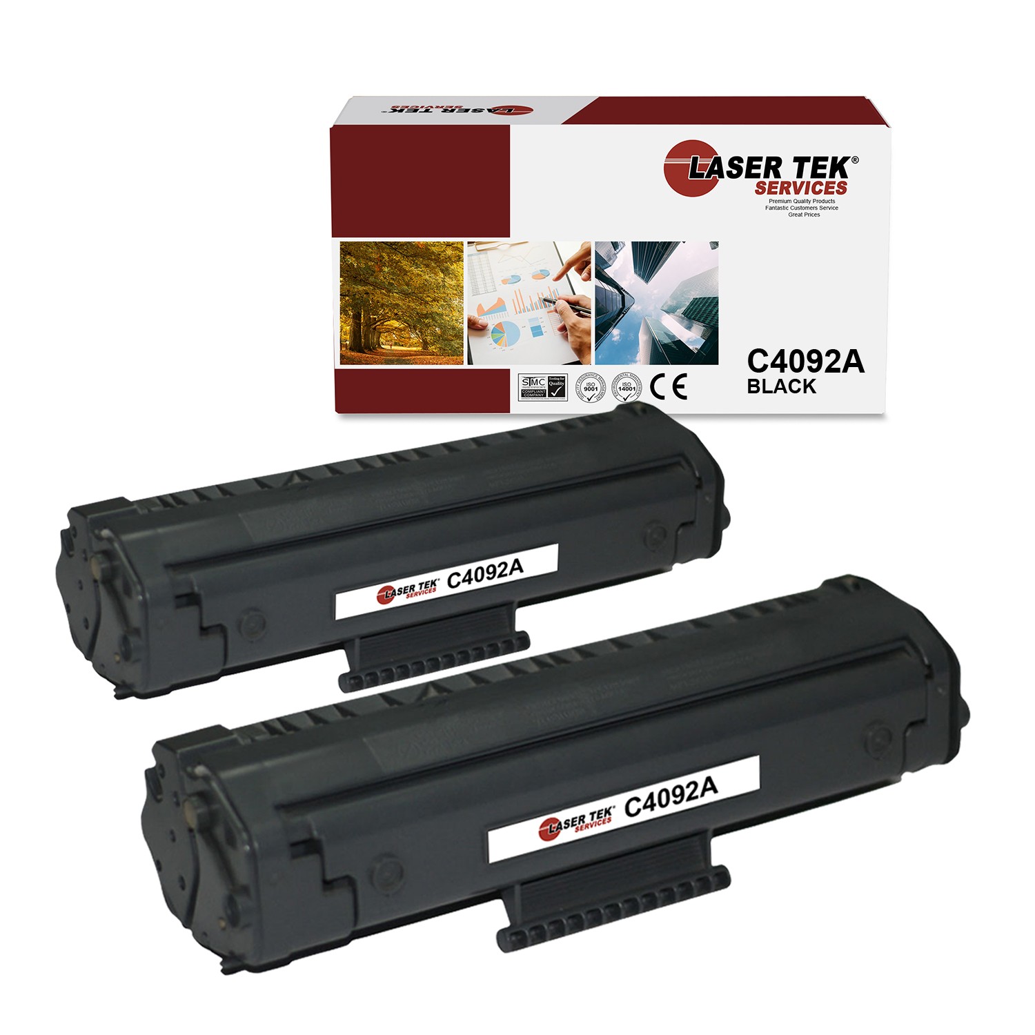 2Pk LTS 92A C4092A Black Compatible for HP LaserJet 1100 1100A 1100A-SE Toner
