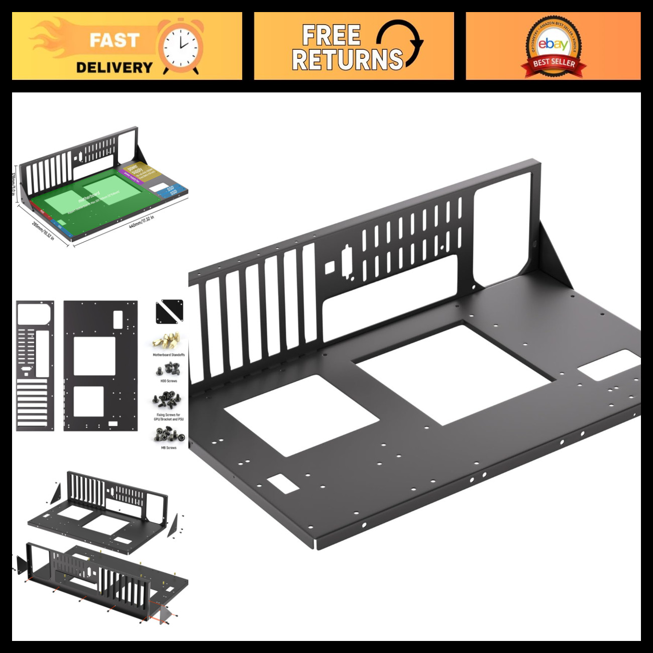 Open Air PC Test Bench Case - ATX MATX ITX DIY Computer Rack, Gaming Setup