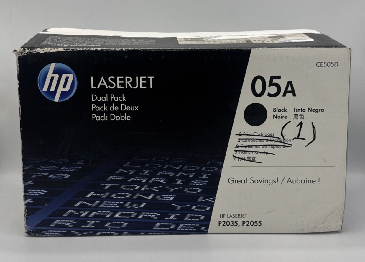 Only One  HP 05A Black Original LaserJet Toner Cartridge CE505A - Open Box 